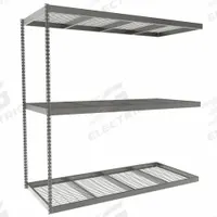 TENNSCO Boltless Shelving: Add-On, Heavy-Duty, 84 in x 36 in, 84 in Overall Ht, 3 Shelves, Steel (MPN ZLC7-8436A-3W). Key specifications — Finish: Powder Coated; Maximum Post Load Capacity: 13,000 lb with Beam Evenly Spaced at 24 in; Decking Material: Steel; Color: Gray; Beam Profile: Channel; Brand: TENNSCO; Side Panel: Closed (Starter); Open (Add-On).