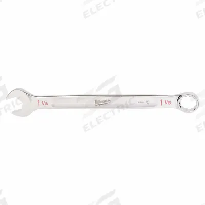 MILWAUKEE Combination Wrench: Steel, Chrome, 1 1/16 in Head Size, 14 3/8 in Overall Lg - SAE 12-Point Combination Wrenches