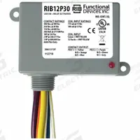 RIB Enclosed Pre-Wired Relay: 30 A Rating, DPDT, 0.75 in NPT (MPN RIB12P30). Key specifications — Nipple Size: 0.75 in NPT; Brand: RIB.