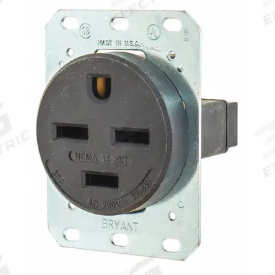 BRYANT Receptacle: Single, 15-30, Black, 250V AC, 30 A, 3 Pole / 4 Wire (MPN 8430FR) - General Purpose Receptacles