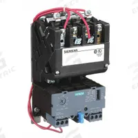 SIEMENS NEMA Magnetic Motor Starter: Non-Reversing, 3 Poles, NEMA Size 1-3/4, 40 A, 240V AC Coil (MPN 14EUE32AG). Key specifications — Brand: SIEMENS; Auxiliary Contact Form: 1NO; Coil Voltage: 190-220/220-240V AC; Phase: Three; Terminal Connection Type: Screw Terminals; Auxiliary Contacts Included: 1NO; Signaling Features: Pilot Light; Thermal Units Required: None (Not Applicable to Electronic Overloads).