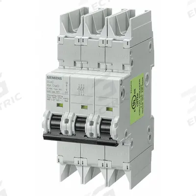 Siemens Miniature Circuit Breaker: 35 A Amps, 125V DC, 10kA at 277/480V AC, Screw Clamp - C-Curve, 3-Pole UL489 DIN Rail-Mount Miniature Circuit Breakers