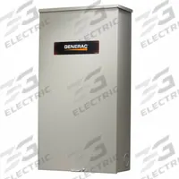 GENERAC 200 Amp Service Rated 120/240 3Ø NEMA 3R: Three Phase, 200 A Current Rating, 120/240V AC, 3R (MPN RTSW200J3). Key specifications — Enclosure Material: Aluminum; Rated Voltage: 120/240V AC; Brand: GENERAC; Compatible with Series: RTS; Service Rated Transfer Switch: Yes.