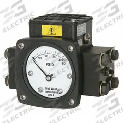 MIDWEST INSTRUMENT Differential Pressure Gauge & Switch: Back, 1/4 in NPT Female, 140, 2 1/2 in Dial (MPN 140-AA-00-O(AA)-100P). Key specifications — Sensor Type: Diaphragm; Series: 140; Housing Material: Aluminum; Certificate of Calibration: Not Included; Gauge Accuracy: ±3-2-3%.