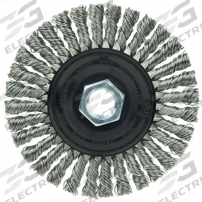 WEILER Stringer Bead Knot Wheel: Stainless Steel Stringer Bead, 4" Dia x 3/16" Wd - Weld-Cleaning Brushes for Stainless Steel