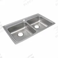 JUST MANUFACTURING Bowl Drop-In Sink: 33 in Overall Lg, 19 1/2 in Overall Wd, 6 in Bowl Dp, 2 Bowls (MPN DLADA1933A602-J). Key specifications — Brand: JUST MANUFACTURING; Color Family: Silver/Gray.