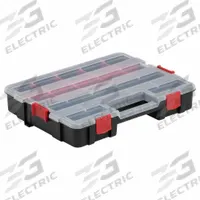 WEATHER GUARD Parts Case: Tool Box, Plastic, 11 19/32 in Overall Lg, 14 in Overall Wd, Van Shelving (MPN 9961-9-01). Key specifications — Color: Black; Includes: Dividers; Product Type: Tool Box; Compatible Product Type: Van Shelving; Material: Plastic; Brand: WEATHER GUARD.