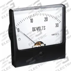 APPROVED VENDOR Analog Panel Meter: DC Volt, 0 V DC – 30 V DC, +/-1.5% Accuracy, 12G439, Moving Coil. Key specifications — Parameters Measured: DC Voltage; Accuracy: +/-1.5%.
