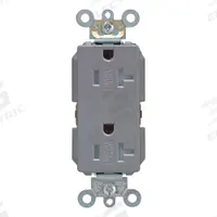 LEVITON Receptacle: Decorator Duplex, 5-20, Gray, 125V AC, 20 A, 2 Pole / 3 Wire (MPN TDR20-GY)