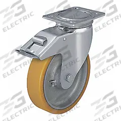 APPROVED VENDOR Plate Caster: Swivel, Total Lock, Polyurethane, 6 5/16 in Wheel Dia., 2 in Wheel Wd (MPN LUH-GTH 160K-FI). Key specifications — attr1100118: APPROVED VENDOR; attr1172982: Swivel with Total Lock.