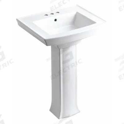 KOHLER Bathroom Sink: Vitreous China, White, Rectangular, 35 1/4 in Overall Ht - Pedestal Bathroom Sinks Without Faucets