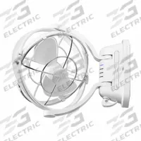 APPROVED VENDOR DC Fan: 12/24V DC, Hardwired, 7 in Blade Dia, 185 CFM, Chrome Plated Steel (MPN 7010CAWBX). Key specifications — Air Flow: 185 CFM; Guard Material: Chrome Plated Steel; Voltage: 12/24V DC; Includes: Stows Flat at 3.8in.