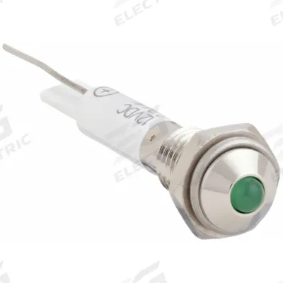 APPROVED VENDOR Raised Panel Light: 6 mm Panel Mounting Hole Dia, LED, Green, Raised Head - LED Indicator Pilot Lights
