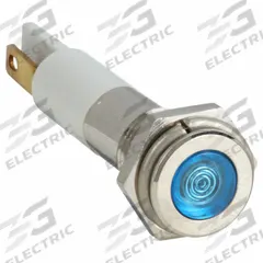 APPROVED VENDOR Flush Panel Light: 5/16 in Panel Mounting Hole Dia, LED, Blue, Flush Head, H08 (MPN 24M063). Key specifications — Brand: APPROVED VENDOR; Electrical Connection: 0.11 Male Quick Disconnect.