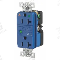 BRYANT Receptacle: Hospital Grade, Duplex, 5-20R, Blue, 125V AC, 20 A, 2 Pole / 3 Wire (MPN SP83IGA)