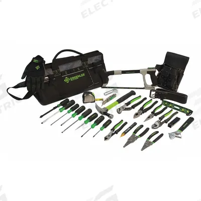 GREENLEE Electricians Tool Kit: 26 Total Pcs, Tool Bag - Tool Sets with Tool Bag