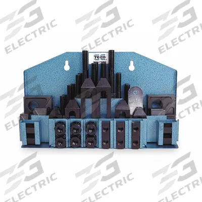 TE-CO Clamping Kit: For 16 mm T-Slot, M12x1.75 Stud, 52 Pc - Wall-Mount Machine Clamping Kits