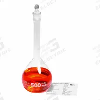 APPROVED VENDOR Volumetric Flask: 500 mL, Colorless, Round, +/-0.20 mL, Includes Closure (MPN FG5640-500). Key specifications — Shape: Round; Tolerance: +/-0.20 mL; Body Color: Colorless; Brand: APPROVED VENDOR; Compatible with Stopper Size: 19; USP Specification: Type I.