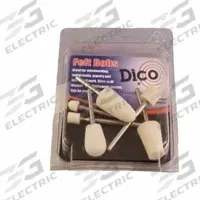 DICO Piece Hard felt Bob kit with 1/Mand: 1/8 in Shank Dia, 6 Pieces, Ball/Cone/Cylinder/Oval/Pear (MPN 7500077). Key specifications — Brand: DICO; Density Grade: Hard; Bob Shape: Pear.