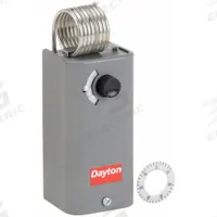 DAYTON Line Volt Mechanical Tstat: Cool Only, Steel, 30° to 110°F, 3.5°F, Hydraulic Air Coil (MPN 1UHH4). Key specifications — attr400419: 120 to 270V AC; attr400424: SPST, Close on Rise; attr400415: 30° to 110°F; attr400417: 3.5°F; attr400418: Hydraulic Air Coil; attr400408: Cool Only; attr408361: DAYTON; attr400410: Steel.