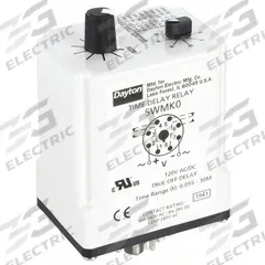 DAYTON Single Function Time Delay Relay: Socket Mounted, 120V AC/DC, 8 A, 8 Pins/Terminals (MPN 5WMK0). Key specifications — Brand: DAYTON.