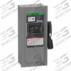 SCHNEIDER Safety Switch: Non-Fusible, 30 A, Three Phase, 600V AC/DC, Galvanized Steel, Indoor (MPN VHU361). Key specifications — attr867131: SCHNEIDER.