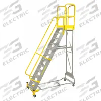 COTTERMAN Rolling Ladder: 5.8 ft Platform Ht, Partially Assembled, Aluminum, Manual Lock, Serrated (MPN WMXA07R37A3P3). Key specifications — Includes Handrails: Handrails Included; Material: Aluminum; Brand: COTTERMAN; Color: Yellow.