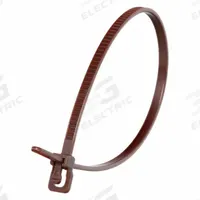 RETYZ Releasable Cable Tie: Brown, 6 in Lg, Max. 1 1/2 in Bundle Dia., 18 lb Rated, 100 PK (MPN VRT-S06BR-TA). Key specifications — Outdoor Use: No; Color: Brown; Brand: RETYZ; Pack: Large Pack.