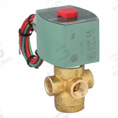 REDHAT Solenoid Valve: 3-Way, Normally Open, 1/4 in Pipe Size, 110V AC/120V AC, Direct Mount (MPN 8320G192120/60,110/50DA). Key specifications — Pipe Size: 1/4 in; Voltage: 120V AC; Brand: REDHAT; Coil Enclosure: Without Junction Box.
