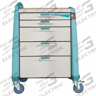CAPSA HEALTHCARE Anesthesia Cart: Polymer, (1) Swivel with Brake/(3) Swivel, Green - Medical Procedure Carts