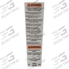 CM Warning Label: Lever Chain Hoists, 1,500 lb Compatible Load Capacity, 640, 40975. Key specifications — Compatible Series: 640; Manufacturer Part Number: 40975.