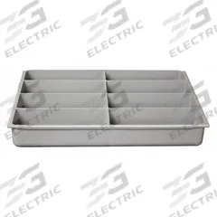 Compartment Drawer Insert: 13 3/8 in x 9 1/4 in x 2 in, 6 25/64 in x 2 13/64 in, 8 Compartments (MPN 229-95-08-IND). Key specifications — Color: Gray; Compartment HxWxD: (8) 6-25/64 in x 2-13/64 in; Removable Dividers: No; Compatible Manufacturer Model Number: 226-95; Brand: DURHAM MFG.
