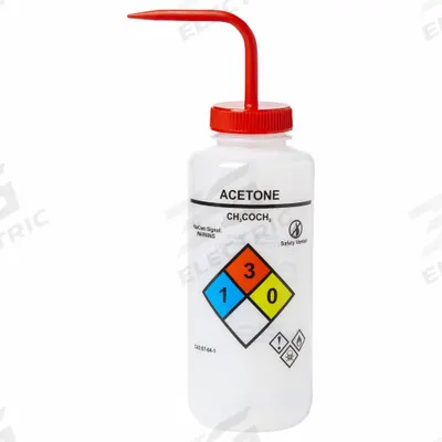 APPROVED VENDOR Wash Bottle: 1 L, Acetone, Red, Wide, Vented Spout Spout, Colorless - Wide Mouthed Standard Spout Wash Bottles