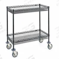 METRO Wire Shelf Utility Cart: 800 lb, 2 Shelf, 48 in L x 18 in W x 39 in H Dim, Black, Flat, Black (MPN 66171). Key specifications — Shelf Orientation: Flat; Caster/Wheel Configuration: (4) Swivel; Brand: METRO.