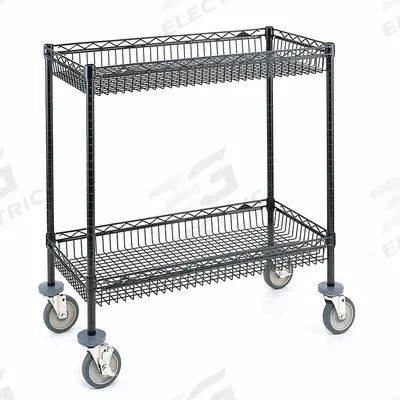 METRO Wire Shelf Utility Cart: 800 lb, 2 Shelf, 48 in L x 18 in W x 39 in H Dim - Utility Carts with Deep Lipped Wire Shelves
