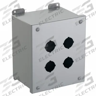 HAMMOND Push Button Enclosure: 30mm, 4 Holes, Carbon Steel - Enclosures for 30mm Operators