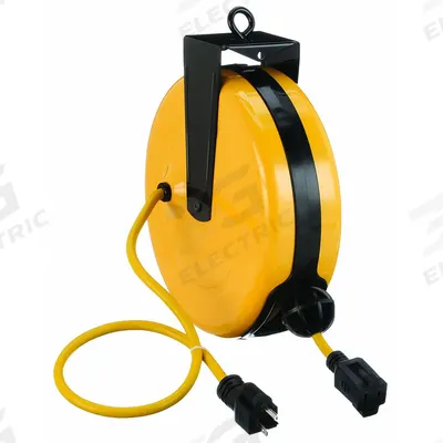 APPROVED VENDOR Extension Cord Reel: Ratchet Lock, 30 ft Cord Lg, 14 AWG, SJTW, 5-15R Cord Lg - Self-Retracting Cord Reels