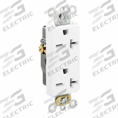 LEVITON Plugs and Receptacles: Duplex, 6-20, White, 250V AC, 20 A, 2 Pole / 3 Wire (MPN 16462-W) - General Purpose Receptacles