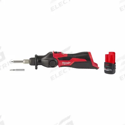 MILWAUKEE Soldering Iron Kit: 90 W, 750°F, Chisel/Conical Tip, 0.02 in Tip Wd - High Output Rechargeable Battery-Powered Soldering Irons