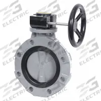 HAYWARD Butterfly Valve: 12 in Pipe Size, Concentric, 150 psi Max. Pressure (CWP), Wafer, PVC, FKM (MPN BYV14120A0VG000). Key specifications — Brand: HAYWARD; Handle Type: Gear Operated Handwheel; Disc Material: Glass-Filled Polypropylene.