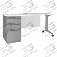 HIRSH Rectangular Office Desk: Melamine Laminate/Particleboard, White, 1 Pedestals, 3 Drawers (MPN 24226). Key specifications — Desktop Material: Particleboard; Includes Modesty Panel: Yes; Kit Product Type: Rectangular Office Desk; Desktop Color: White; Brand: HIRSH; Frame Color: Silver; Frame Material: Steel; Product Type: Rectangular Office Desk.