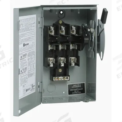 EATON Safety Switch: Fusible, 30 A, Three Phase, 240V AC, Galvanized Steel - Fusible Safety Switches