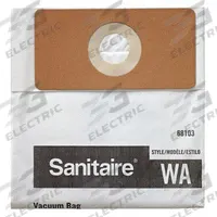 SANITAIRE Vacuum Bag: Sanitaire, SC6093A, Dry, Paper, 2-Ply, Std, 6810310. Key specifications — Compatible Vacuum Brand: Sanitaire; Bag Pickup Type: Dry; Bag Material: Paper; Ply Count: 2-Ply; Brand: SANITAIRE; Compatible Vacuum Manufacturer Part Number: SC6093A; Manufacturer Part Number: 6810310.