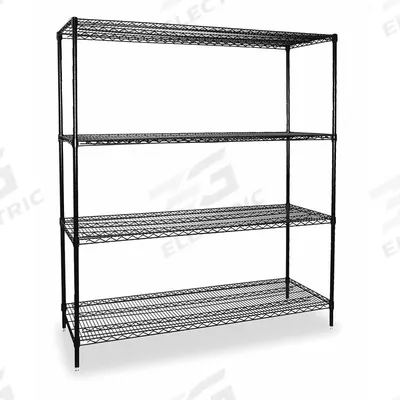 APPROVED VENDOR Wire Shelving Unit: Starter, 48 in x 24 in, 74 in Overall Ht, 4 Shelves - Stationary Wire Shelving for Wet & Dry Use