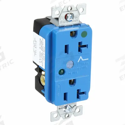 HUBBELL Receptacle: Hospital Grade Fed. Spec., Duplex, 5-20R, Blue, 125V AC, 20 A - General Purpose Receptacles