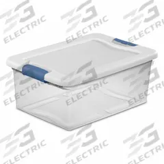 STERILITE Storage Tote: 3.8 gal, 16 1/4 in x 11 1/4 in x 6 3/4 in, Clear Body, White Lid, White (MPN 14948012). Key specifications — attr1188666: Plastic; attr1188675: Clear; attr1188676: White; attr1188687: STERILITE.