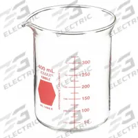 KIMBLE Colorware Beaker: 400 mL, 13.53 fl oz, A, Low Form, Type I, Red, Borosilicate Glass (MPN 14000R-400). Key specifications — attr1371034: Type I; attr1371051: KIMBLE; attr1371062: Red.