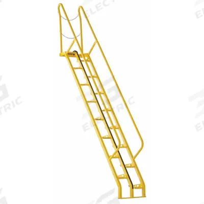 VESTIL Alternating Tread Stairs: 13.5 ft Overall Ht, Steel, 350 lb Load Capacity - Space-Saving Alternating-Tread Steel Stairs