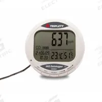 TRIPLETT Air Quality Meter: Custom Calibration/Internal Time & Date Stamp, Carbon Dioxide, GSM220. Key specifications — Manufacturer Part Number: GSM220; Brand: TRIPLETT; Calibration Certificate Type: Not Certified; Digital Display Screen Type: LCD; Features: Real Time Calendar with Date and Time; Includes: USB Cable; PPM Accuracy: ±5% of Reading (±50ppm); Power Source: AC Adapter.