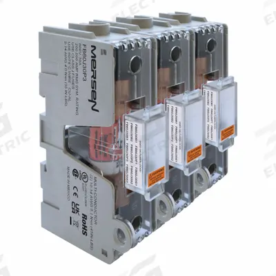 MERSEN Fuse Block: Open Block Design, 3 Pole, 600 V AC - Fuse Blocks for UL Class J Fuses